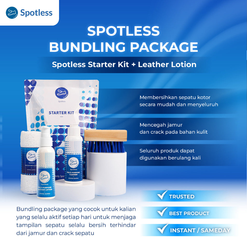 Spotless Shoe Cleaner Starter Kit + Multi Purpose Leather Lotion - Paket Perawatan Cuci Sepatu Kulit